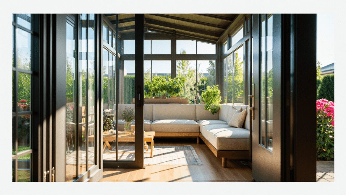 Véranda moderne extension maison lumineuse rénovation par architecte intérieur Grenoble