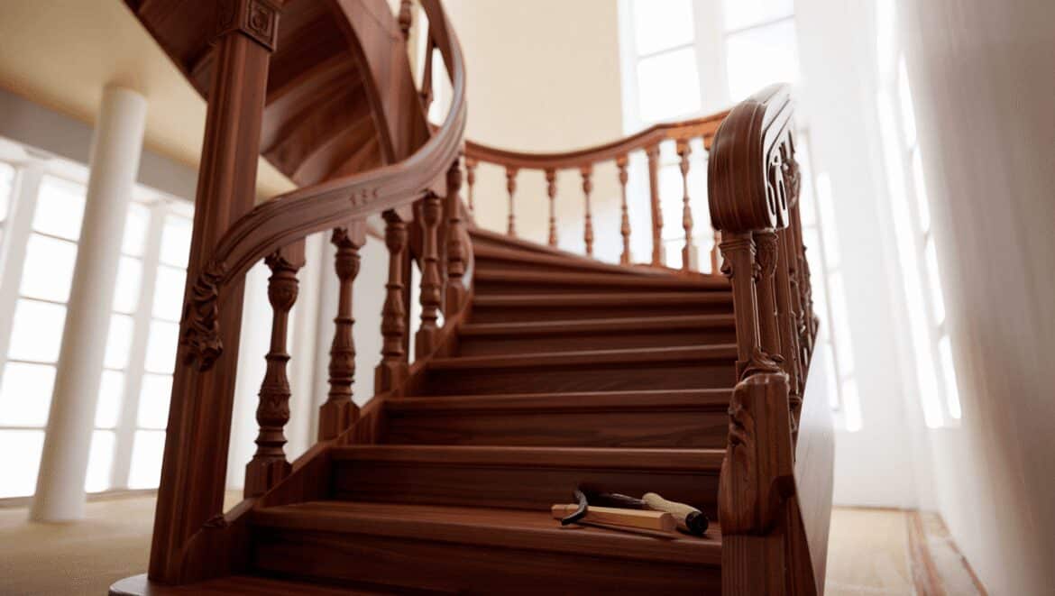 Rénovation complète escalier bois ancien moderne par maitre d