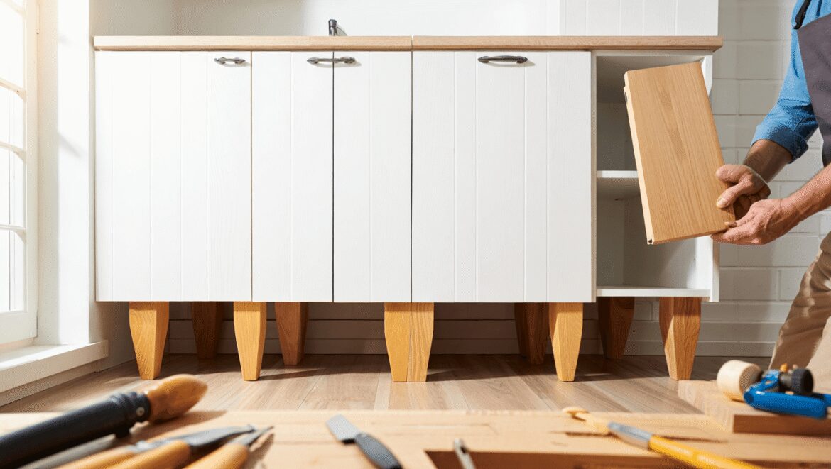 How to Update Basic Cabinets With DIY Furniture Feet 
