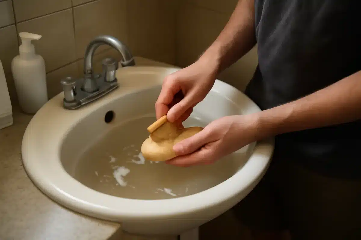 Faut il frotter ou juste laisser tremper — Le trempage suffit souvent pour enlever les résidus de savon, de crème ou la saleté du quotidien. Pour les dépôts plus incrustés, un passage délicat avec une brosse à poils très doux peut