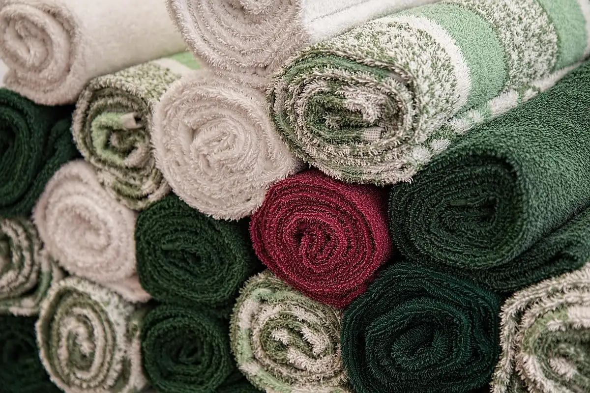 Plusieurs abat-jours en tissu (coton, lin, velours) alignés sur une étagère