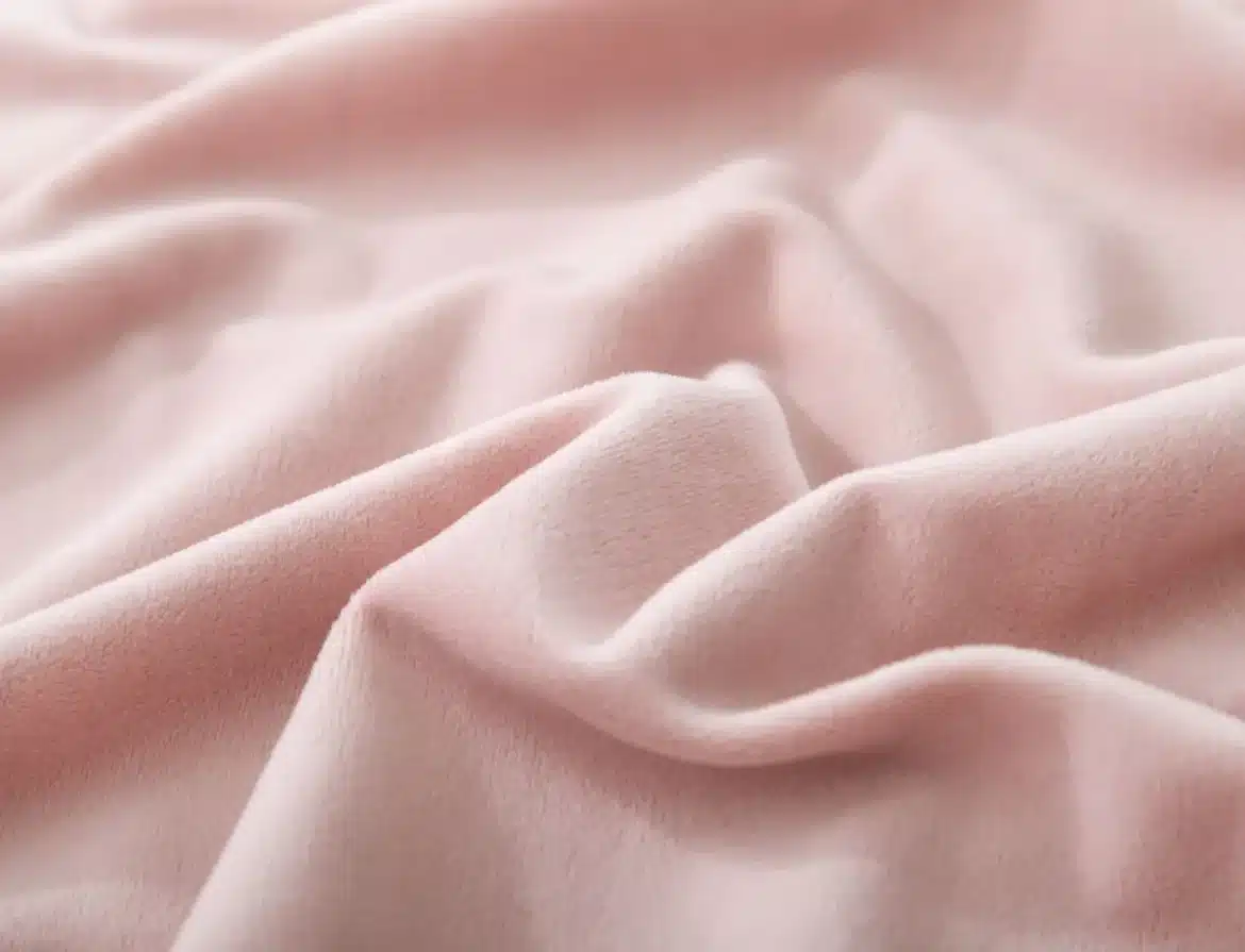 Placard ouvert en plein jour avec textiles pliés et un petit sachet sur une étagère